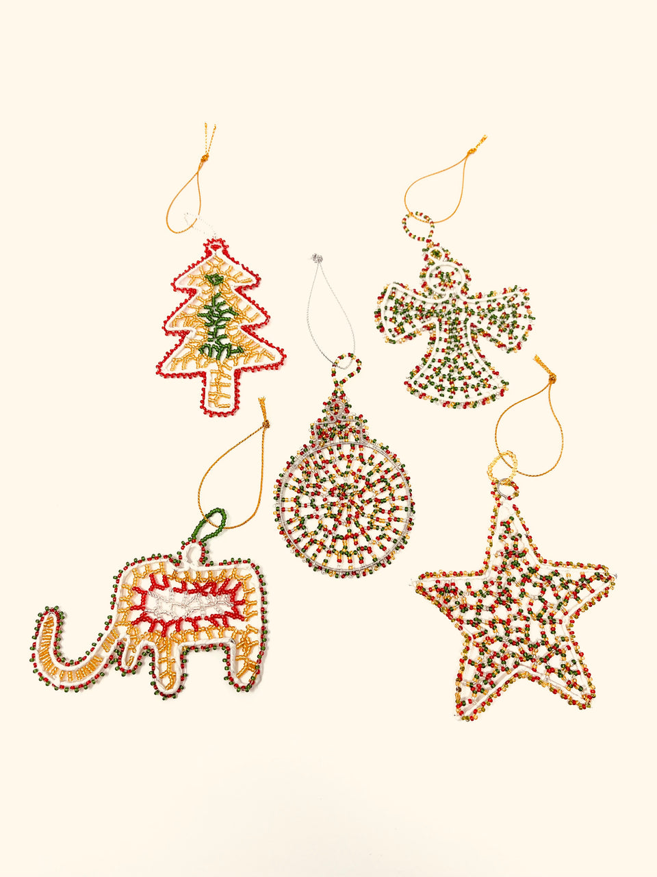 Beaded Variety Pack Christmas Ornaments (Set of 5)