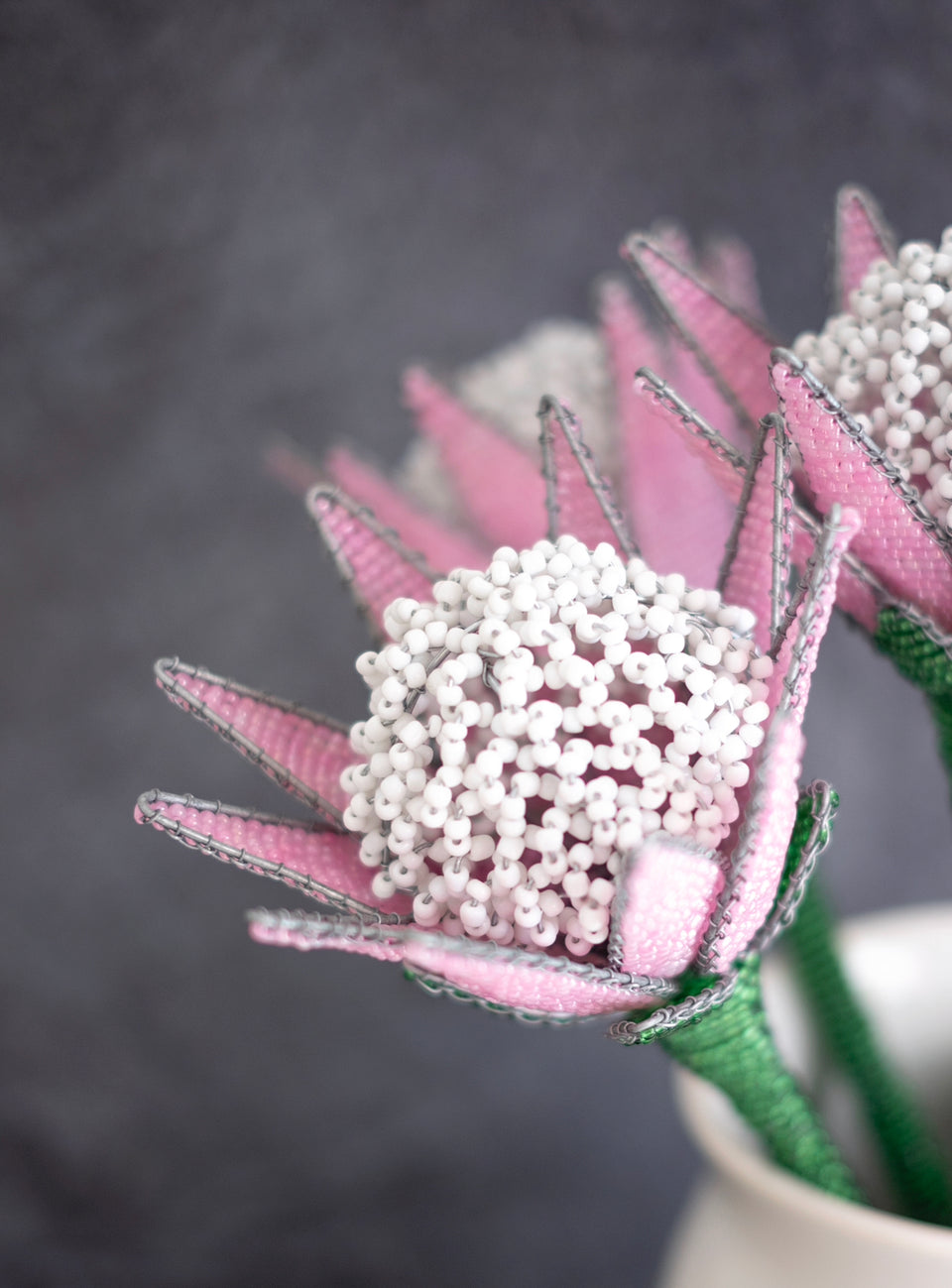 Beaded Protea Flower in Pink