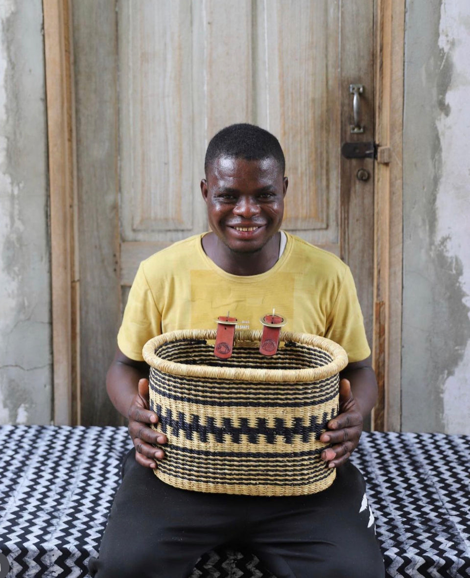Ghanaian Handwoven Large Bolga Bicycle Basket