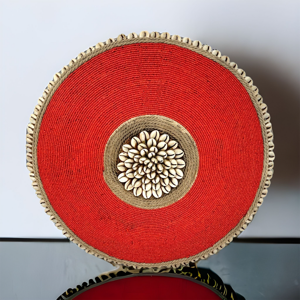Beaded Cameroon Shield - Small Red