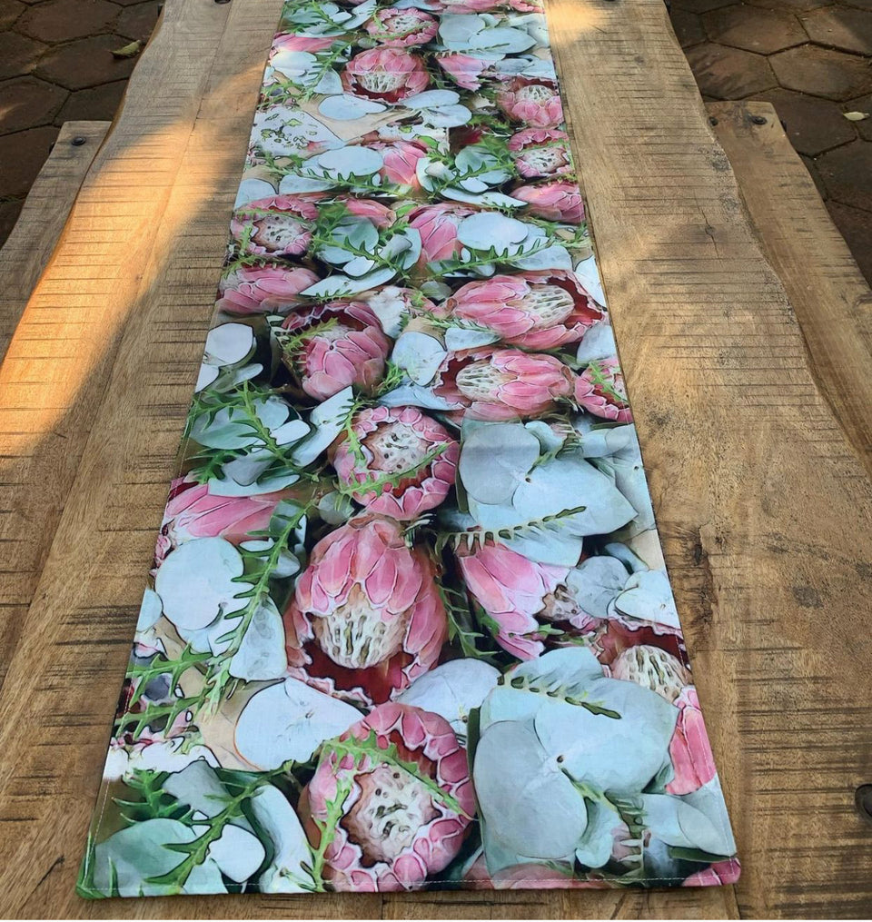 Pink Protea Table Runner