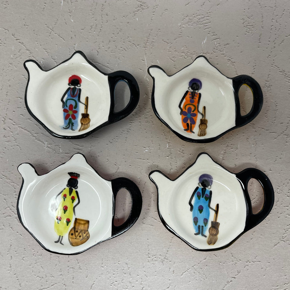 African Ladies Ceramic Teabag Holder