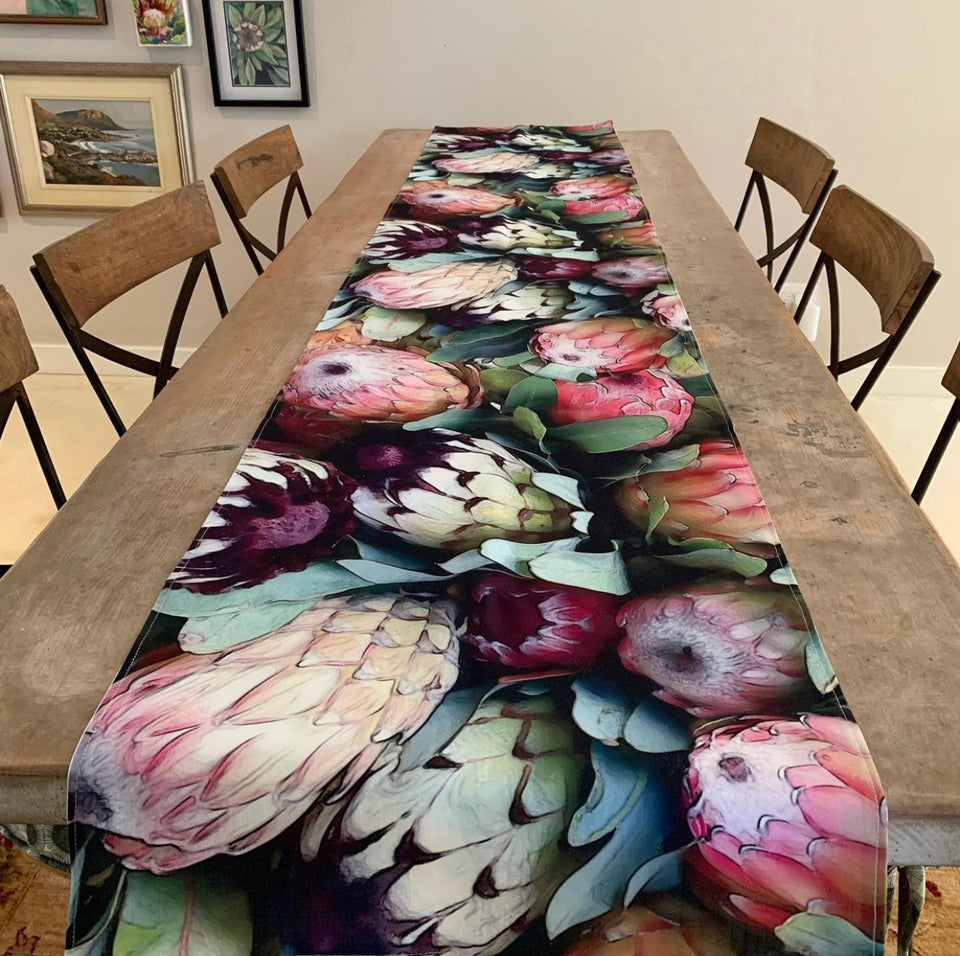 Busy Protea Table Runner