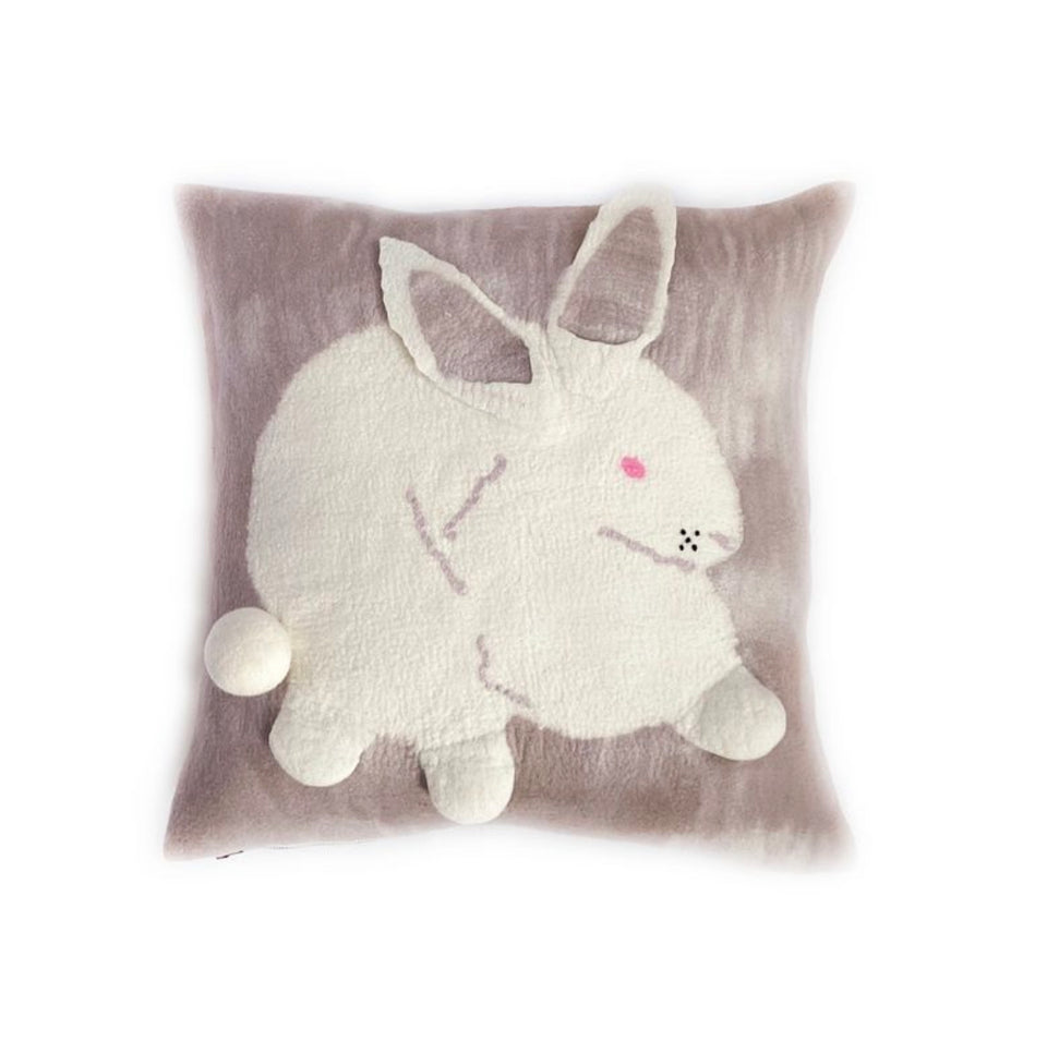 Hand Felted Bunny Pillow Cover