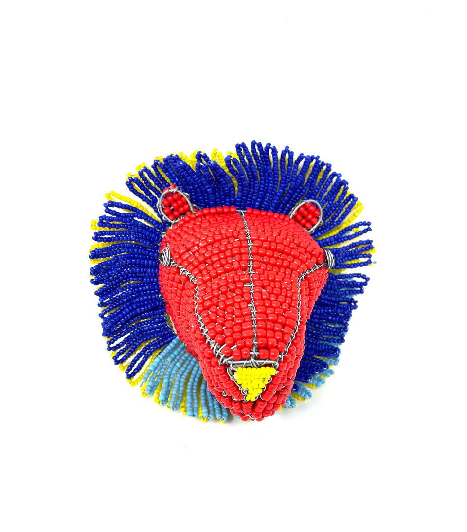 Multicolored Beaded Lion Head