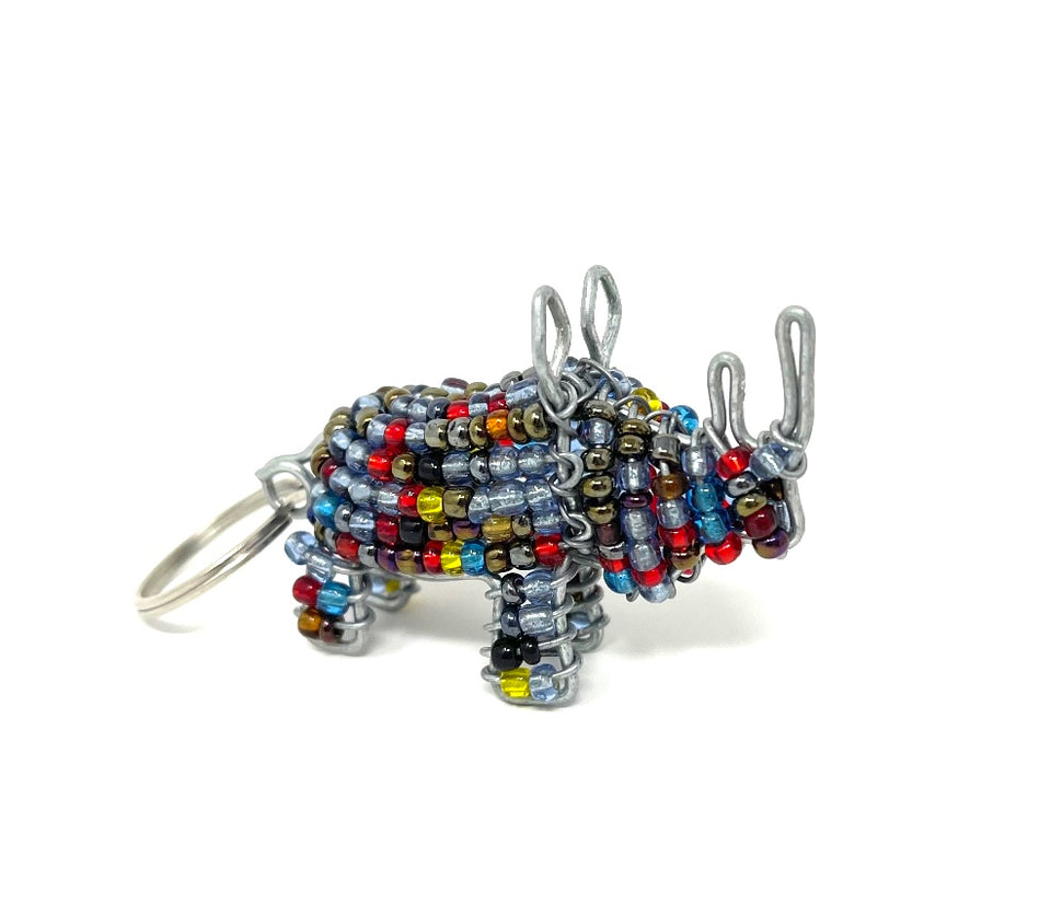 Beaded Rhino Key Chain