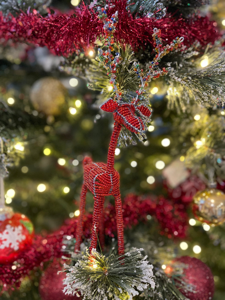 Zulu Beaded 3D Reindeer Christmas Ornaments