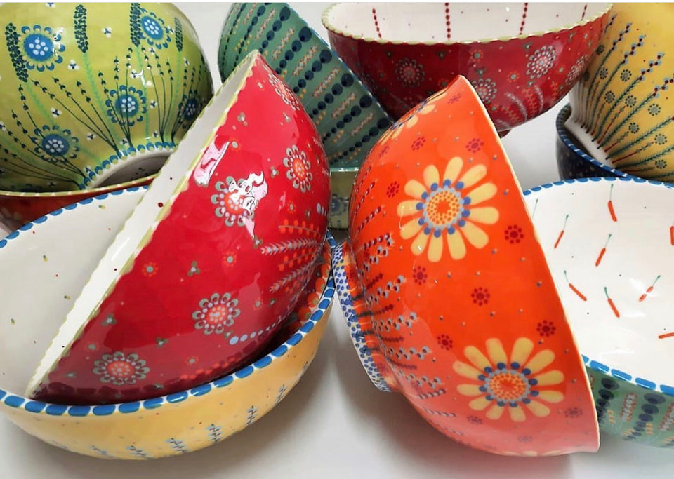PotterStitch Hand Painted Chinese Lantern Bowl