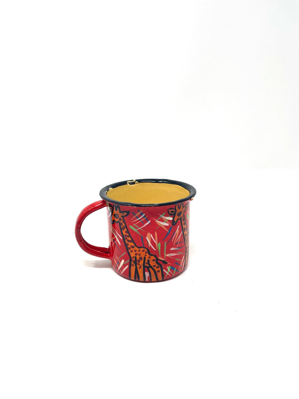 Hand Painted Small Enamel African Animal Coffee Mugs