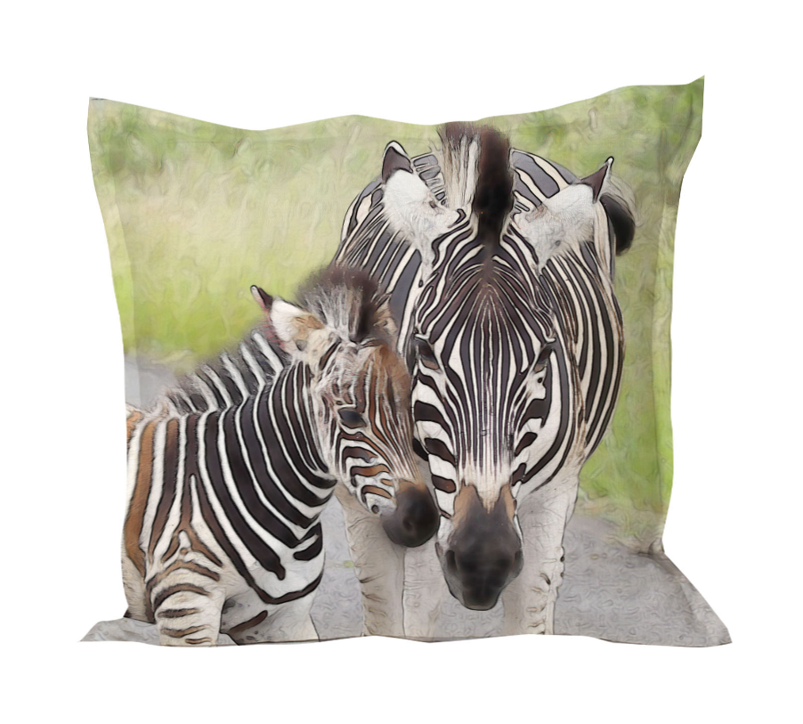 Mother & Baby Zebra Pillow Cover