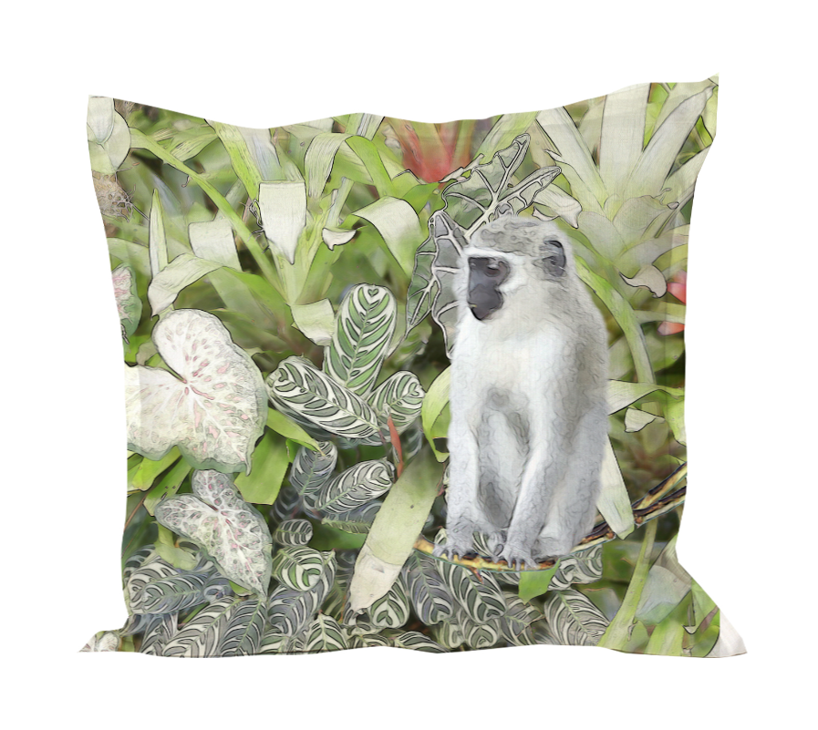 Monkey in Leaves Pillow Cover