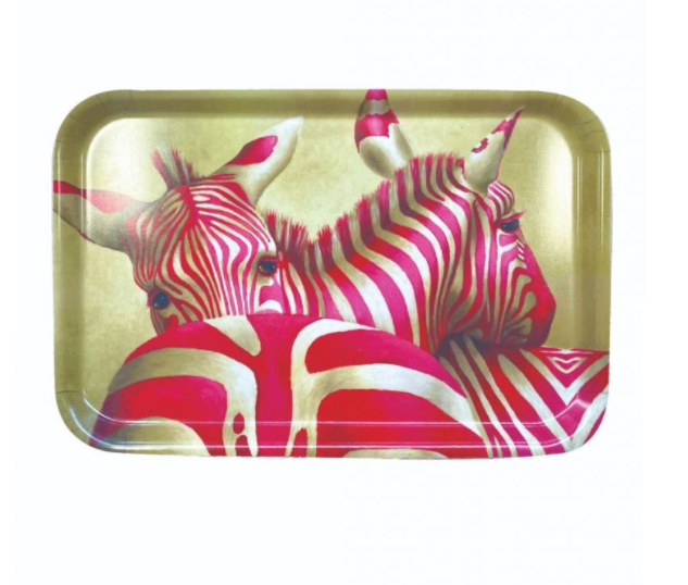 Pink Zebra Melamine Serving Tray