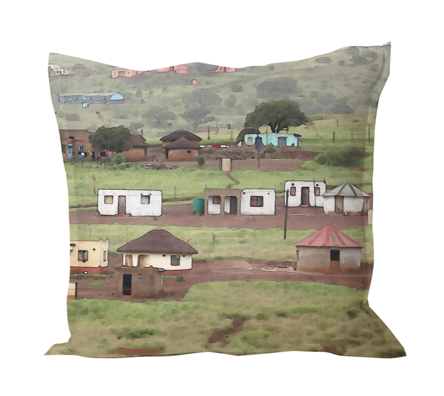 Rural Village Pillow Cover - Log Carrier