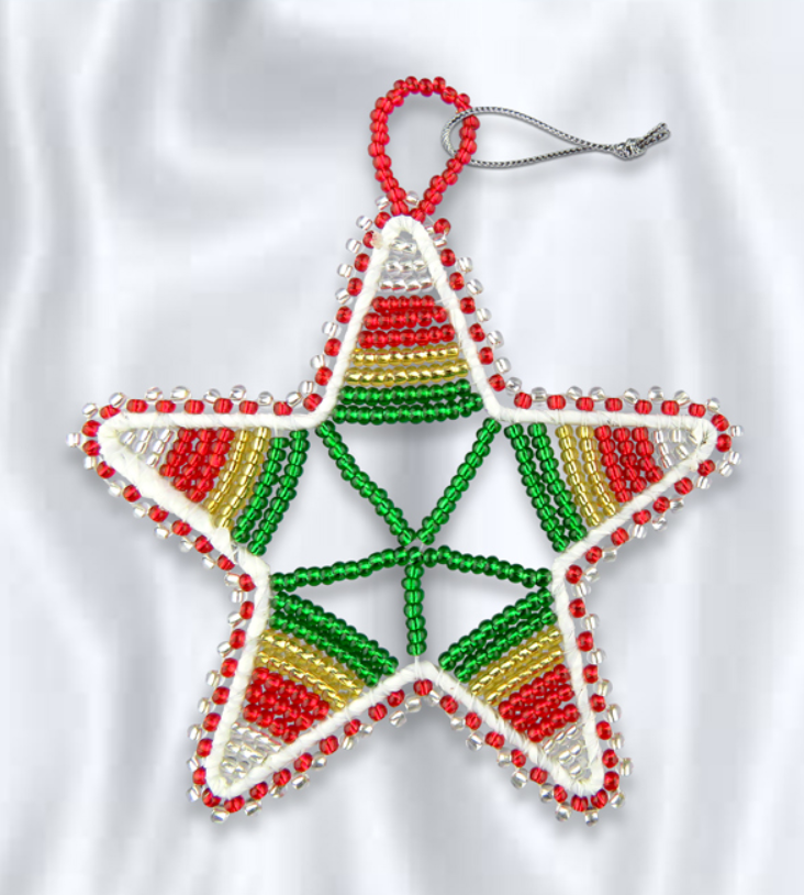 Zulu Hand Beaded Star Christmas Ornaments