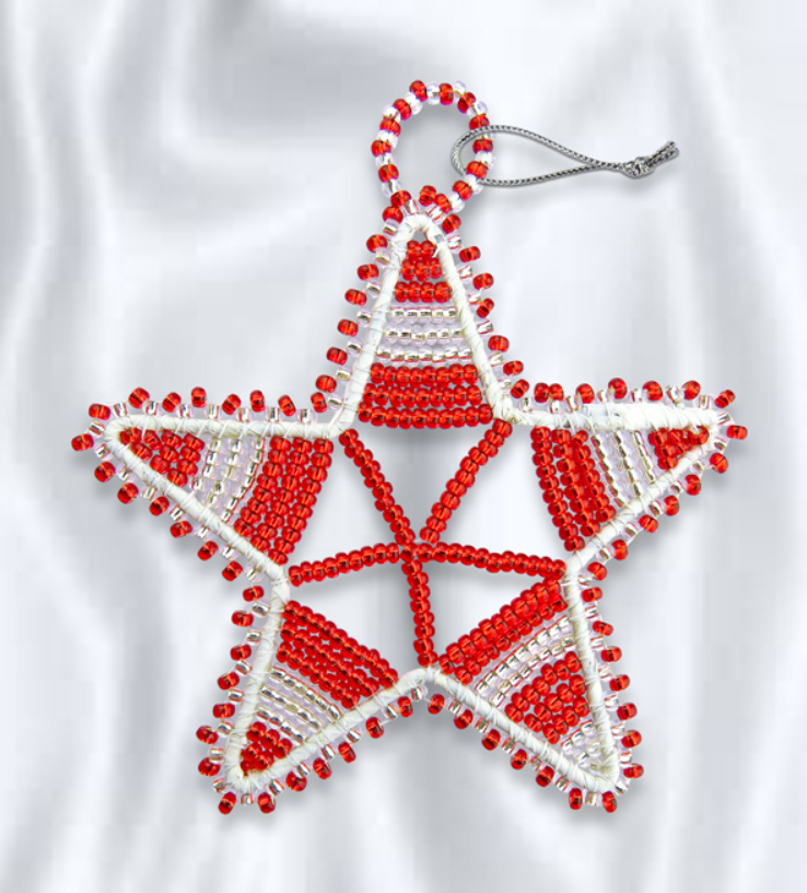 Zulu Hand Beaded Star Christmas Ornaments